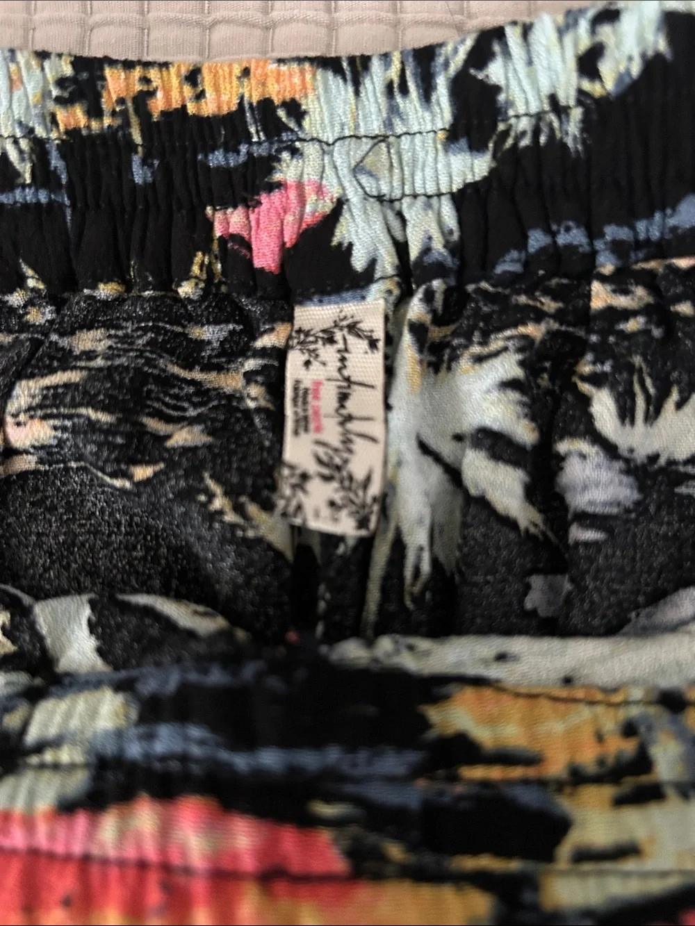Free People Women’s Black Tropical Print Wide-Leg Pants